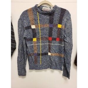 New Forces Sweater Vintage Knit Hong‎ Kong Made Plaid Pattern Menswear